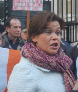 Mary Lou McDonald at the Sinn Fein protest